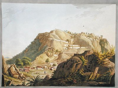 Ootra-Durgum délnyugati képe, illusztráció a „Tizenkét nézetből Mysore-ról, a Tippoo szultán országáról”, metszett és színezett: J.W. Edy, megjelent 1804 (színes akvatinta) alkotó: Robert H. (after) Colebrooke