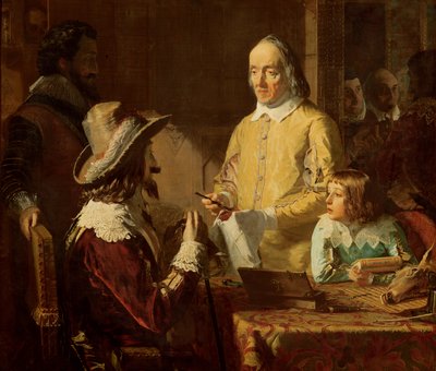 William Harvey (1578-1657) bemutatta I. Károlynak a vérkeringés elméletét, 1848 alkotó: Robert Hannah