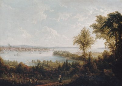 Kilátás az öbölre és New York városára Weehawkenből, 1840. alkotó: Robert Havell