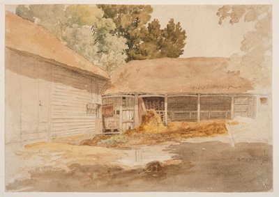Tanulmány egy pajtáról, 1820-29 (grafit, akvarell) alkotó: Robert Hills