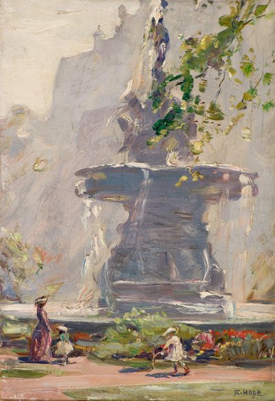 The Fountain, Princes Street Gardens, Edinburgh (olaj a fedélzeten) alkotó: Robert Hope