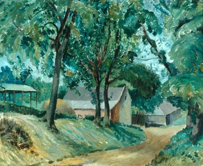 Egy Cotswold Farm, 1934-35 körül (olaj a fedélzeten) alkotó: Robert Kirkland Jamieson
