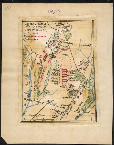 Lovassági csata, Gettysburg, Pa. Július 3. délután 3-30 LOC gvhs01.vhs00150 alkotó: Robert Knox Sneden