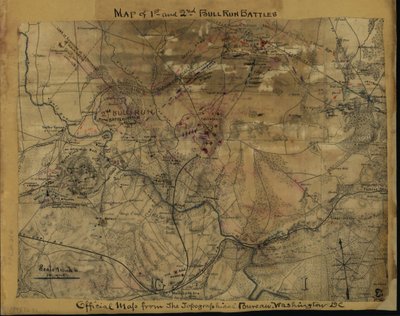Az 1. és 2. Bull Run csaták térképe. A washingtoni Topographical Bureau hivatalos térképe. LOC gvhs01.vhs00239 alkotó: Robert Knox Sneden