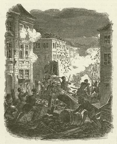 Harc a berlini Kolln városháza előtti barikádnál 1848. március 18-ról 19-re virradó éjszaka alkotó: Robert Kretschmer