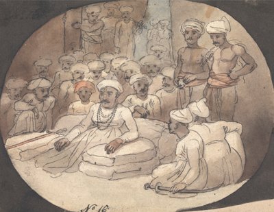 Vázlat Mahadji Scindiáról a sátrában alkotó: Robert Mabon