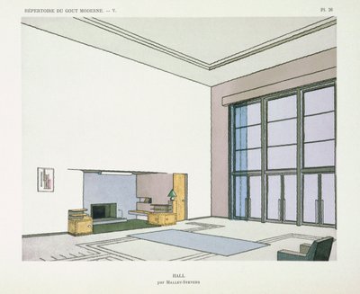 Hall, a "Repertoire of Modern Taste" című, 1929-ben megjelent kötetből. alkotó: Robert Mallet Stevens