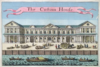 Vámház, a "A Book of the Prospects of the Remarkable Places in and about the City of London" című könyvből, 1700 körül. alkotó: Robert Morden