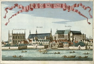 A Westminster az apátságot, a Hallt és a Parlamentet mutatja be "A Book of the Remarkable Places in and about the London" című könyvből, 1700 körül alkotó: Robert Morden