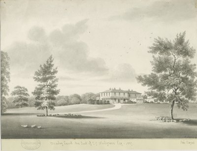 Moseley Court: szépia mosás rajza, 1837 alkotó: Robert Noyes