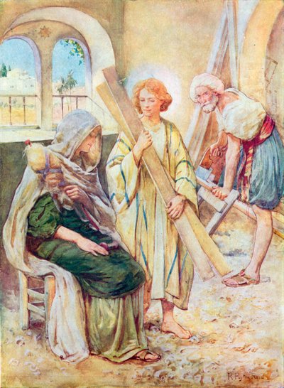 Jézus gyermekkora (színes litográfia) alkotó: Robert Payton Reid