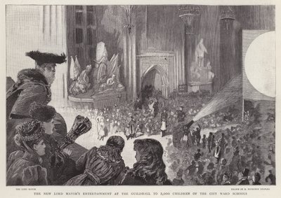 Az új Lord Mayor szórakoztatása a Guildhallban a londoni City egyházközségi iskolák 2000 gyerekének alkotó: Robert Ponsonby (after) Staples
