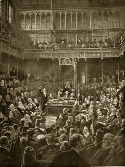 Gladstone bemutatja a Home-Rule Billt, 1893. február alkotó: Robert Ponsonby Staples
