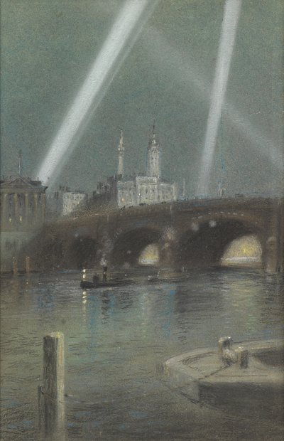 Háborús keresőlámpák a London Bridge felett alkotó: Robert Randoll
