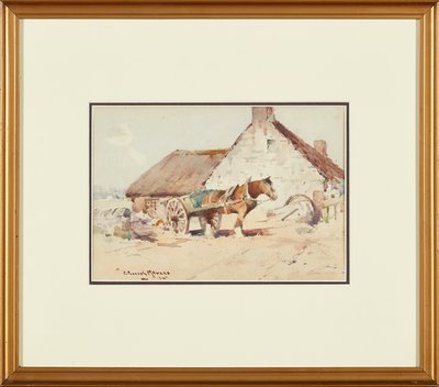 Ló és kocsi (akvarell) alkotó: Robert Russell MacNee