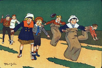 A táskaverseny. Gravírozás „”-be Mit játszunk? E. Weber „” Robert Salles (1871-1929) akvarell rajzaival. Librairie Garnier Freres, Párizs alkotó: Robert Salles