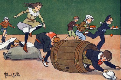 Az akadályverseny. Gravírozás „”-be Mit játszunk? E. Weber „” Robert Salles (1871-1929) akvarell rajzaival. Librairie Garnier Freres, Párizs alkotó: Robert Salles