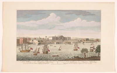 Kilátás a kalkuttai Fort Williamre Vilmos erőd a bengáli királyságban. Az angliai East India Company tagja (cím a tárgyon) A VOC települései (sorozat címe) alkotó: Robert Sayer