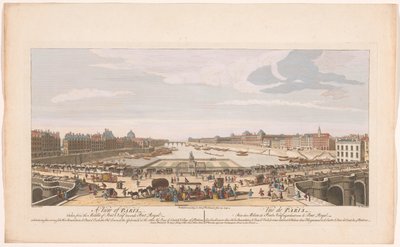 Kilátás a Pont Neuf-ra a Szajna folyó felett Párizsban, a Pont Royal felé nézve Párizs kilátása a Pont Neuf közepétől a Pont Royal felé (...) (cím az objektumon) Paris (sorozat címe) alkotó: Robert Sayer
