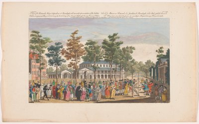 Kilátás a Rotundára a londoni Ranelagh Gardensben álarcosbállal a walesi herceg születésnapja alkalmából 1751. május 24-én A ranelagh-i Rotundo, House & Gardens kilátása, a jubileumi bál pontos ábrázolásával. alkotó: Robert Sayer