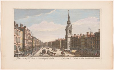 Kilátás a Saint Mary-le-Bow templomra a Cheapside utcában Londonban A St Mary le Bow templom Cheapside Londonban (cím a tárgyon) London (sorozat címe) alkotó: Robert Sayer