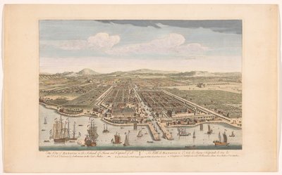 Gezicht op de stad Batavia Batavia városa Jáva szigetén és a Kelet-Indiában található összes holland gyár és település fővárosa (cím a tárgyon) Nederzettingen van de VOC (sorozat címe) alkotó: Robert Sayer
