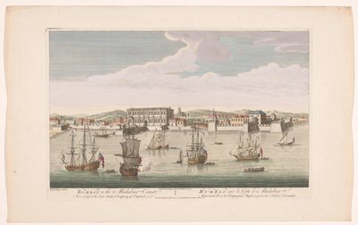 Kilátás Bombay városára Bombay a Malabar-parton, amely az angliai Kelet-indiai Társasághoz tartozik (cím a tárgyon) A VOC települései (sorozat címe) alkotó: Robert Sayer
