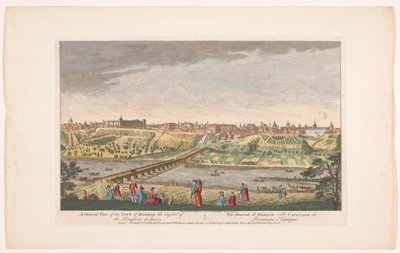 Gezicht op de stad Madrid Madrid városának, a Spanyol Királyság fővárosának általános képe (cím a tárgyon) Madrid en Lissabon (sorozat címe) alkotó: Robert Sayer