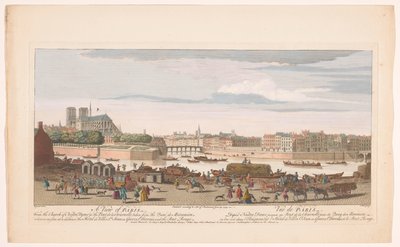 Kilátás Párizs városára a Quai de Miramionról Párizs kilátása, a Nostre Dame templomtól a Pont de la Tournelle-ig, a Quai de Miramionról (...) (cím a tárgyon) Paris (sorozat címe) alkotó: Robert Sayer