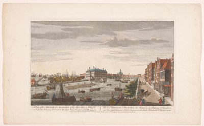 Gezicht op het Admiraliteitsmagazijn te Amsterdam Kilátás az amszterdami Admiralitásra, a hozzá tartozó üzletházakra, rakpartokra és kikötőkre, valamint a Holland Kelet-Indiai Társaságra (cím a tárgyon) Holland (sorozat címe) alkotó: Robert Sayer