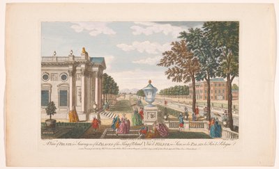 Gezicht op het Schloss Pillnitz Kilátás a szászországi Bilnizre, a lengyel király egyik palotájára (cím a tárgyon) Saksen (sorozat címe) alkotó: Robert Sayer