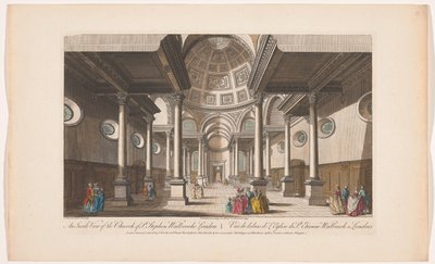 Kilátás a londoni Saint Stephen Walbrook templom belsejére A londoni St Stephen Walbrooke templom belső képe (cím a tárgyon) London (sorozat címe) alkotó: Robert Sayer