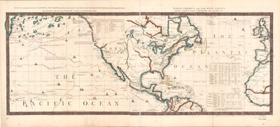 Diagram, amely Kalifornia, New Albion partjait és az északi orosz felfedezéseket tartalmazza; a Kamtschatka-félszigettel, Ázsiában, vele szemben; és szigetek, a Csendes-óceán felett, a vonaltól északra. Észak-Amerika és Nyugat alkotó: Robert Sayer And John Bennett