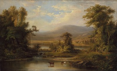 Táj patakban itató tehenekkel, 1871. alkotó: Robert Seldon Duncanson