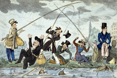Waltonizáló vagy zöldföldi halász, 1830 körül (színes metszet) alkotó: Robert Seymour