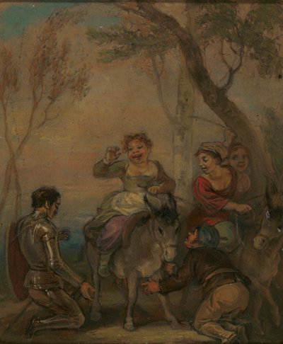 Illusztráció Don Quijote számára (szamáron ülő figurákkal) alkotó: Robert Smirke