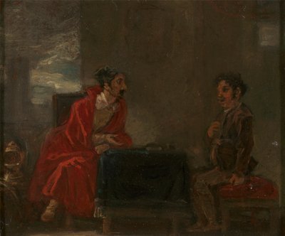 Illusztráció: Don Quijote, Két figura egy asztalnál alkotó: Robert Smirke