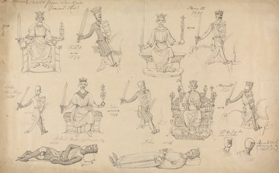 Tanulmányok alakokról és pecsétekről Sandfords Geneal Historyból alkotó: Robert Smirke