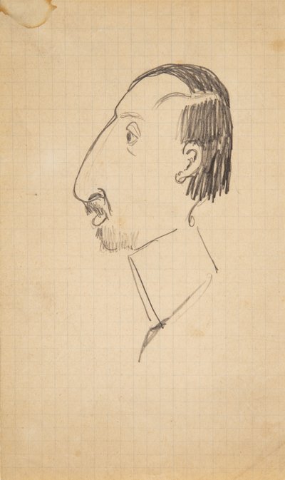 Karl Isakson karikatúrája, a profil balra néz alkotó: Robert Storm Petersen
