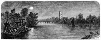 Putney híd és templom a holdfénynél, 1880 alkotó: Robert Taylor Pritchett
