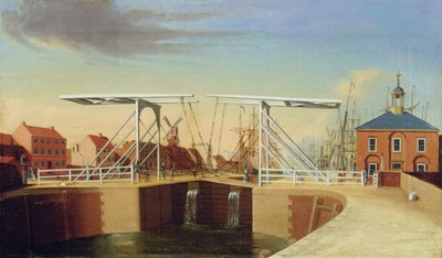 A Kingston upon Hull-i híd és az új dokk keleti nézete (olaj, vászon) alkotó: Robert Thew