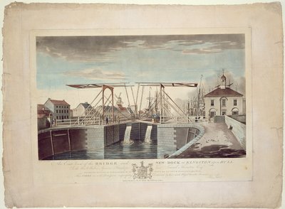A Kingston upon Hull-i híd és az új dokk keleti nézete alkotó: Robert Thew
