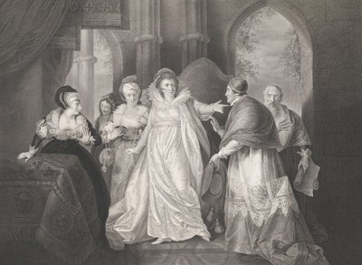 Katalin királynő, Wolsey bíboros és Campeius Sha..., először 1796-ban adták ki, majd 1852-ben adták ki újra. alkotó: Robert Thew