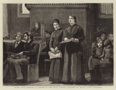 Blind Girls énekel, egy vázlat a Royal Normal College of Music-ban, Upper Norwoodban alkotó: Robert Walker Macbeth