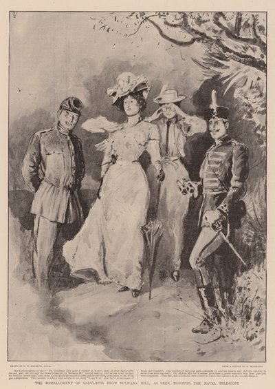 A bombázása Ladysmith származó Bulwana Hill, ahogy a Naval teleszkóp alkotó: Robert Walker Macbeth