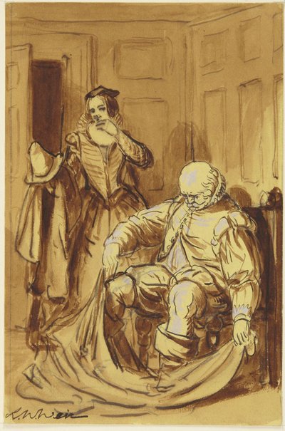 Falstaff und Frau Ford (Szene aus Die lustigen Weiber von Windsor, 4.2) alkotó: Robert Walter Weir