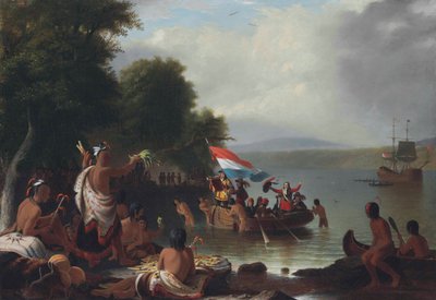 Henry Hudson partraszállása alkotó: Robert Walter Weir