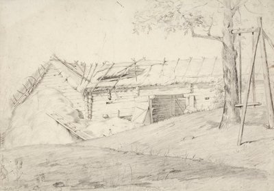 Egy csokor szalma és egy lombos fa karóval. alkotó: Robert Wilhelm Ekman
