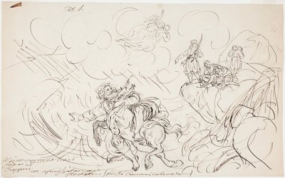 Väinämöinen lövöldözése, vázlat egy Kalevala-témájú rajzsorozathoz alkotó: Robert Wilhelm Ekman