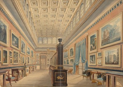A Flamand Képtár, Thomas Hope kúria, Duchess Street, Portland Place, 1830-51. alkotó: Robert William Billings